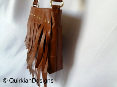 Brown Fake Leather Tassels Bag, Day HandBag, Shopping Handbag, Faux Leather Bag, Office Wear